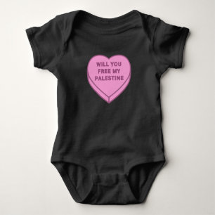 Will you free my Palestine? Cute Candy Heart sweet Baby Bodysuit