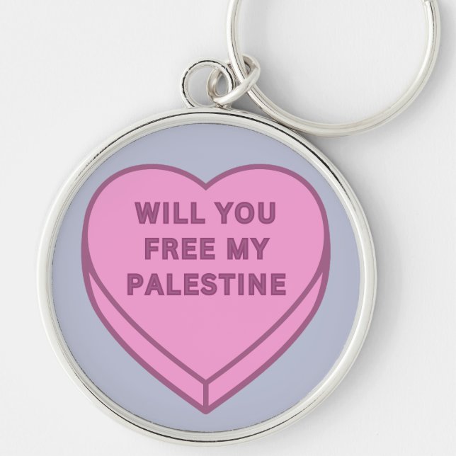 Will you free my Palestine? Cute Candy Heart sweet Key Ring (Front)