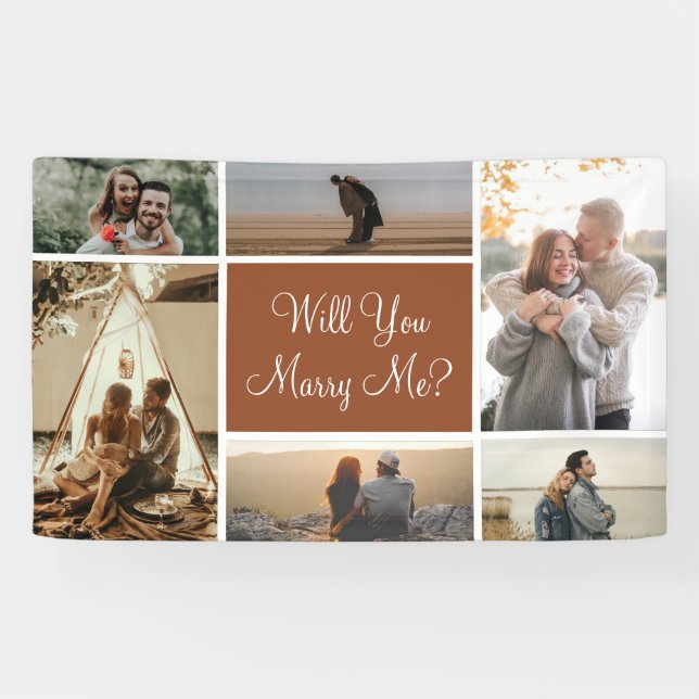 Will You Marry Me | 6 Photo Collage Proposal Banner (Horizontal)