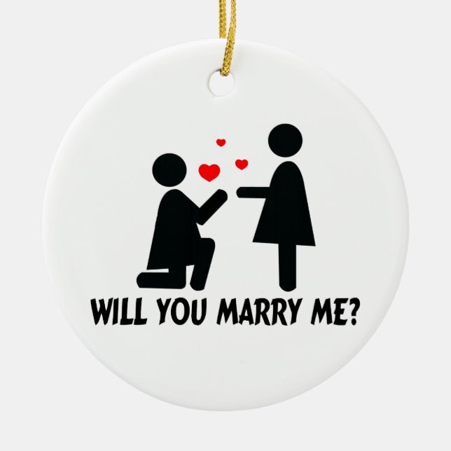 Will You Marry Me Bended Knee Woman & Woman Ceramic Ornament (Front)