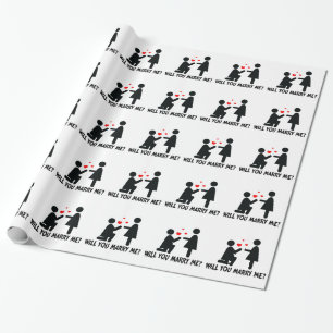 Will You Marry Me Bended Knee Woman & Woman Wrapping Paper