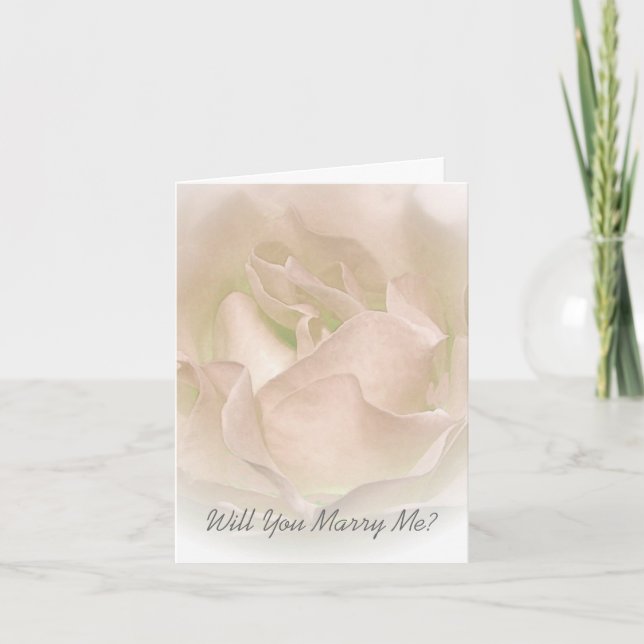 Will You Marry Me Card Ivory Rose (Front)