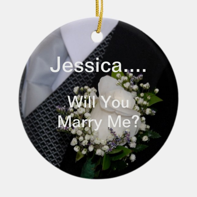 Will You Marry Me Ceramic Tree Decoration (Front)