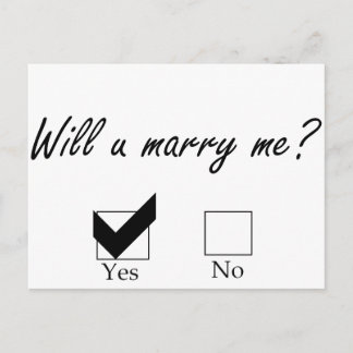 Will you marry me? Check Box Postcard