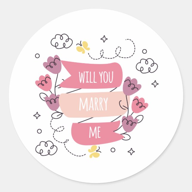 will you marry me classic round sticker (Front)