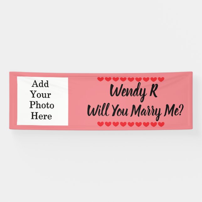 Will you Marry Me Custom Name and Photo Banner (Horizontal)