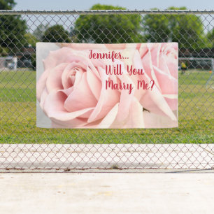 Will You Marry Me? DIY Dp Red Name Pale Pink Roses Banner