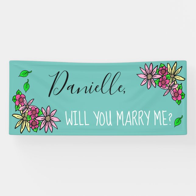 Will you Marry Me,  Floral Banner (Horizontal)