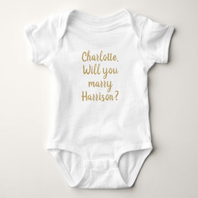 Will You Marry Me gold custom marriage proposal  Baby Bodysuit (Front)
