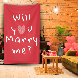 Will you marry me Heart Red Romantic Proposal Banner
