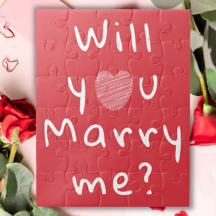 Will you marry me Heart Red Romantic Proposal Jigs Jigsaw Puzzle