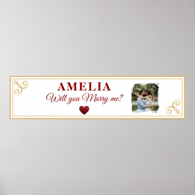 Will you marry me Heart Romantic Proposal Photo Poster (Front)