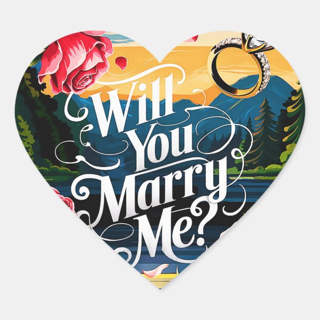 Will you marry me heart sticker (Front)