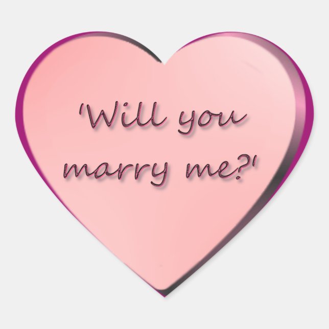 'Will you marry me?' heart Sticker (Front)