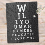 Will You Marry Me Marriage Custom Optician Chart Jigsaw Puzzle<br><div class="desc">Personalise your marriage proposal with this fun,  unique and memorable gift. Designed by Thisisnotme©</div>