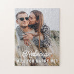 Will You Marry Me Marriage Proposal Couples Photo  Jigsaw Puzzle<br><div class="desc">Cute Will You Marry Me Marriage Proposal Couples Photo jigsaw puzzle to drop the question to your spouse! A unique wedding proposal idea with beautiful script font,  fully customisable by you.</div>