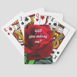 "Will you marry me?" message on red rose Playing Cards