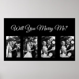 Will You Marry Me Proposal Banner with 4 Photos Poster