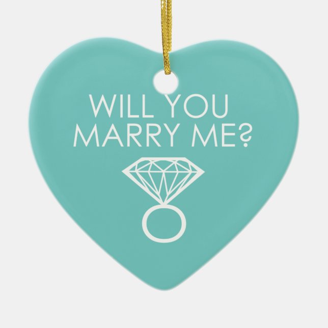 Will You Marry Me? Proposal Diamond Ring Ceramic Ornament (Front)