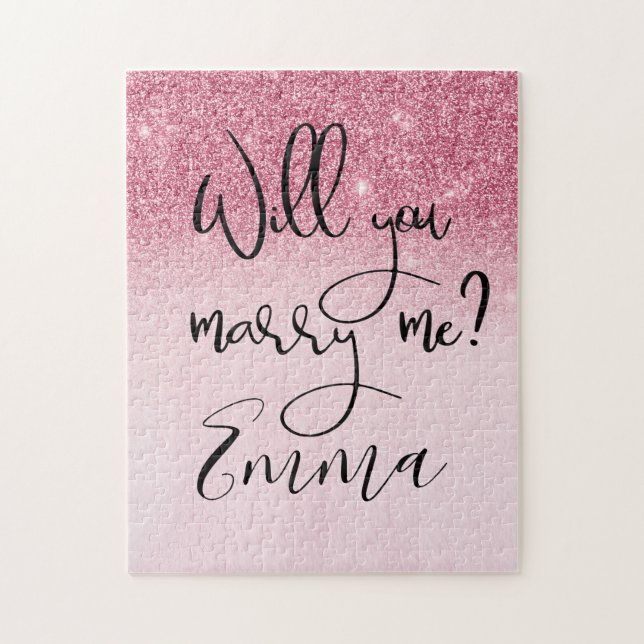 Will You Marry Me Proposal Personalise Pink Jigsaw Puzzle (Vertical)