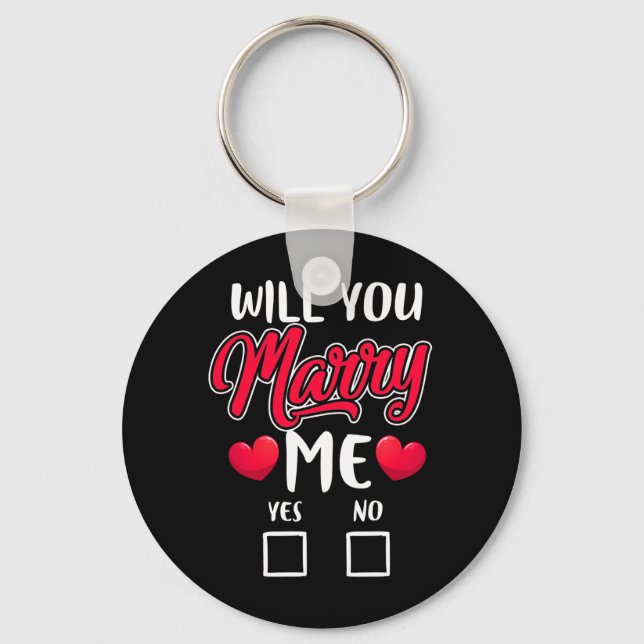 Will You Marry Me Proposal - Valentines Day Key Ring (Front)