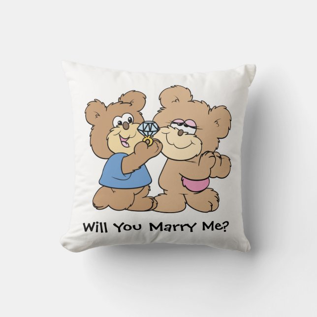 will you marry me proposing teddy  bear cushion (Front)