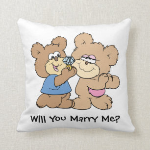 will you marry me proposing teddy  bear cushion