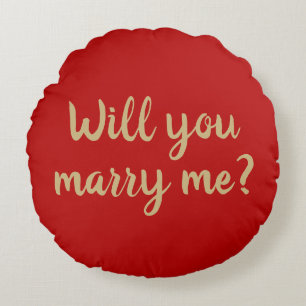 Will You Marry Me red custom marriage proposal  Round Cushion