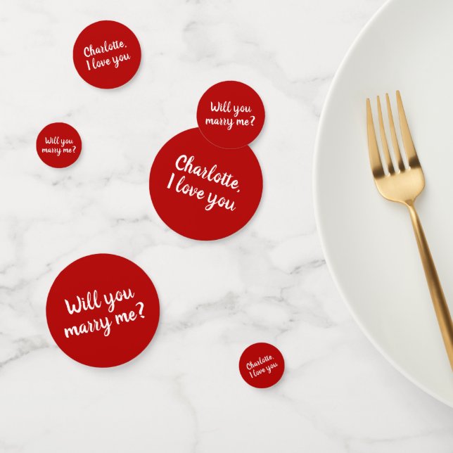 Will You Marry Me red custom script proposal cute Confetti (Group)