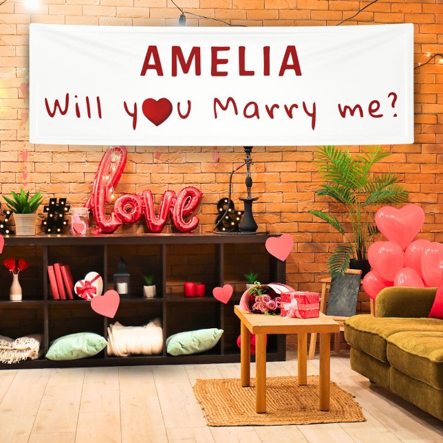 Will you marry me Red Heart Romantic Proposal Banner (Creator Uploaded)