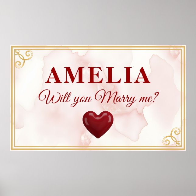 Will you marry me Red Heart Romantic Proposal Poster (Front)