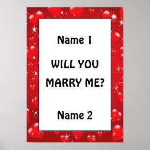 Will You Marry Me Red Hearts Poster