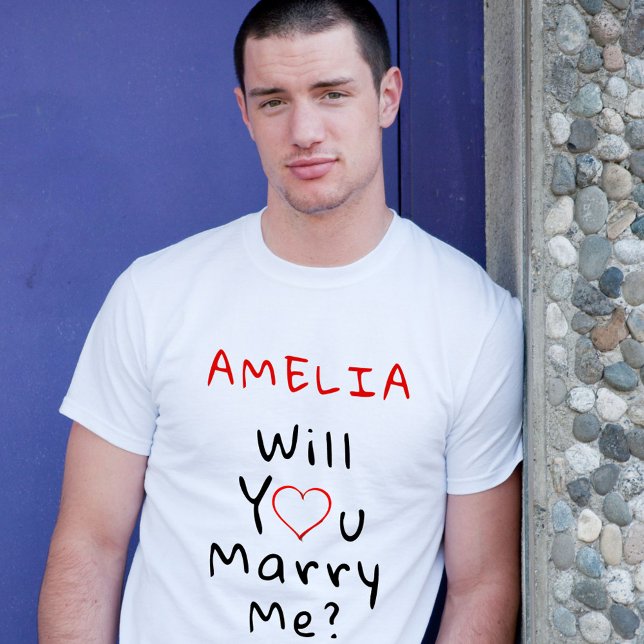 Will you marry me? Red Romantic Heart with Name T-Shirt (Creator Uploaded)