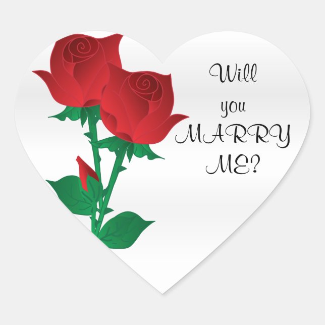 Will You Marry Me? | Red Roses Heart Sticker (Front)