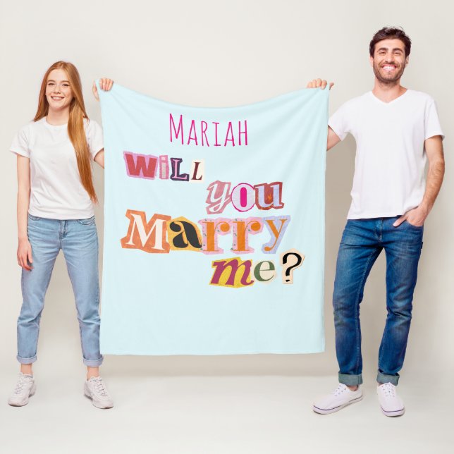 'Will You Marry Me?' Romantic Proposal Nostalgic  Fleece Blanket (In Situ)