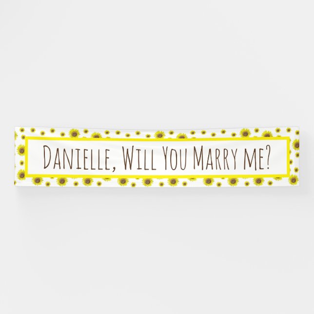 Will You Marry Me, Sunflower Marriage Proposal Ban Banner (Horizontal)