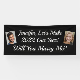 Will You Marry Me? Two Photos, White Text, Black Banner