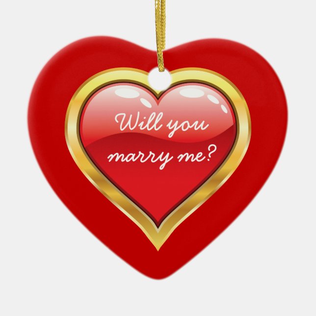 Will you marry me? Valentine's Day Ceramic Tree Decoration (Front)