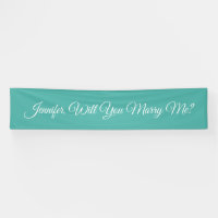 Will You Marry Me? White Script Text, Teal