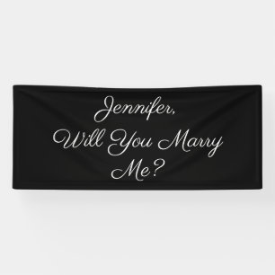 Will You Marry Me? White Text on Black Banner
