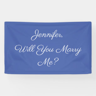 Will You Marry Me? White Text on Med Blue Banner