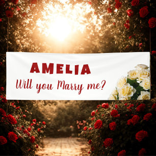 Will you marry me Yellow Rose Romantic Proposal Banner