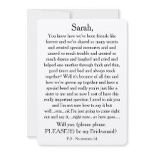 Will you please be my bridesmaid? Custom text card