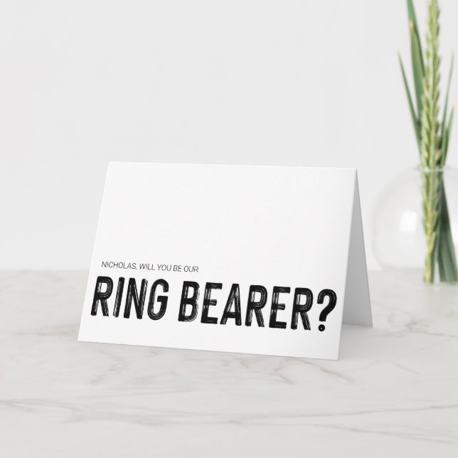 Will You Ring Bearer Proposal Asking Wedding Card (Front)