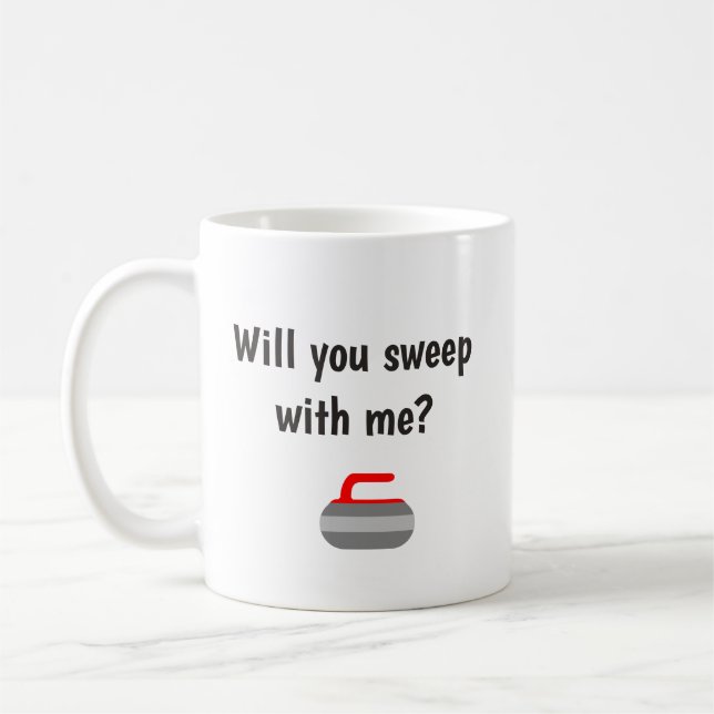 Will you sweep with me - Sport of Curling Coffee Mug (Left)
