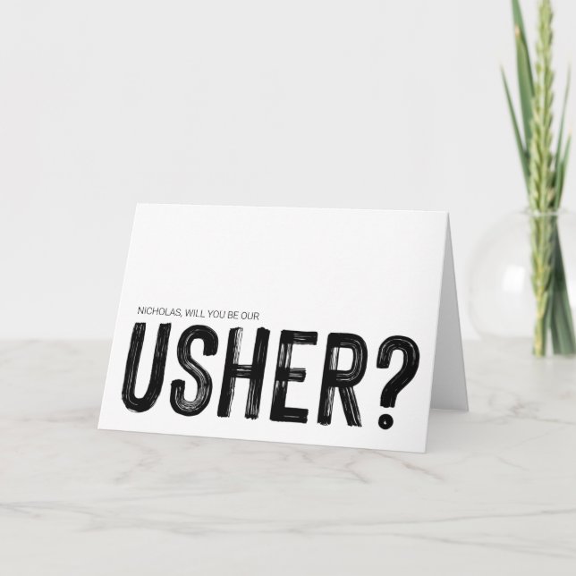 Will You Usher Proposal Asking Wedding Card (Front)