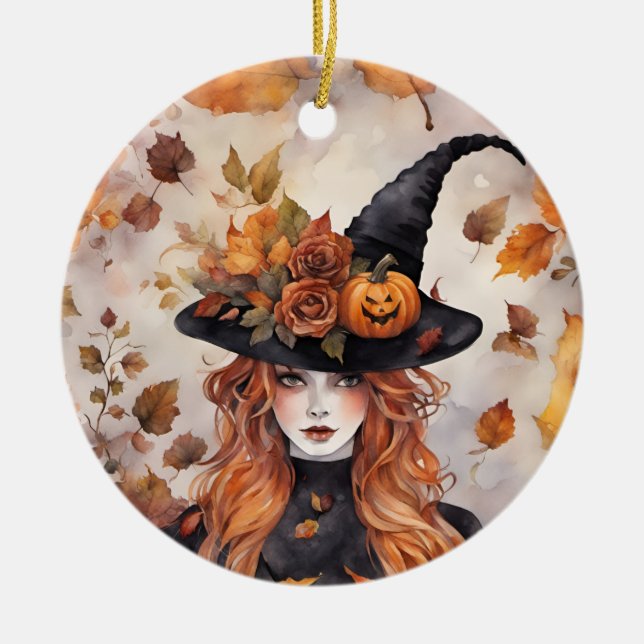 Willa The Witch  Ceramic Ornament (Front)