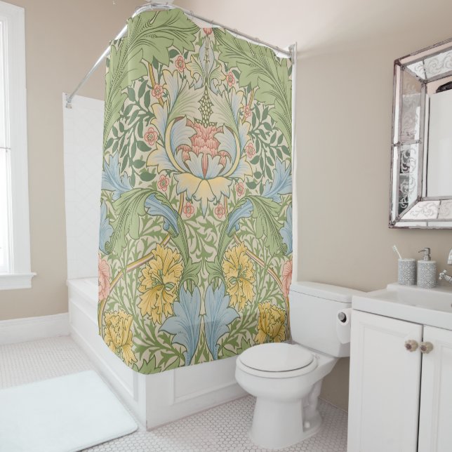 Willam Morris Myrtle Garden Floral Classic Shower Curtain (In Situ)