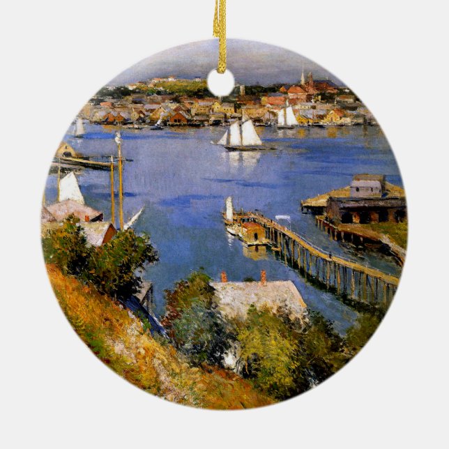 Willard Metcalf  Gloucester Harbour Ceramic Tree Decoration (Back)