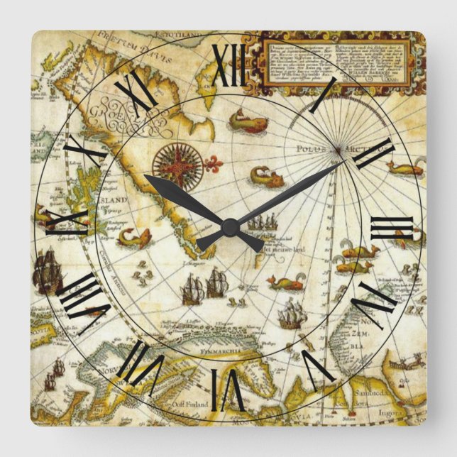 Willem Barentsz Navigator Cartographer Arctic Square Wall Clock (Front)